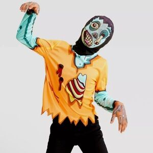 Halloween Kids Zombie Costume with Mask & Shirt, Black Light Reactive one size